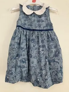 クレードスコープ　青色花柄ノースリーブワンピース110