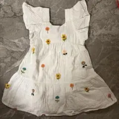 ZARA baby エンブロイダリーフラワーテクスチャーワンピース 86cmのサムネイル