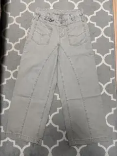 グレー ワイドレッグ カジュアルパンツ