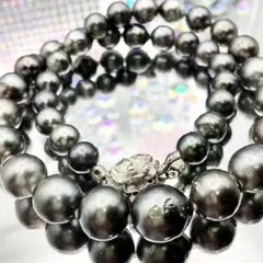 Pearl necklace 黒蝶真珠　バロック　シルバー8.4-12.8cm珠