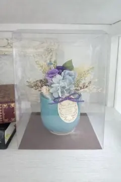 プリザーブドフラワーアレンジ ケース入り 淡色 パープル ブルー