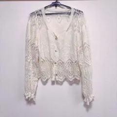 【値下げ中❗️】アイボリー レースカーディガン【美品】