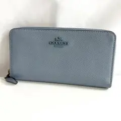 COACH コーチ ラウンドファスナー 長財布 ニュアンスブルー レディース