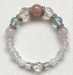 【恋愛運】マダガスカル産ローズクォーツ×ブルートパーズ 愛情・癒し15.4cm