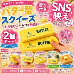 バター型スクイーズ 2個セット 香り付き 低反発 もちもち SNS映え 撮影小物のサムネイル