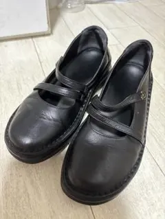 ブラック レザー ストラップシューズ