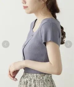 RAY CASSIN スクエアネック半袖ニット F