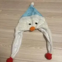 雪だるまデザインのフリース帽子