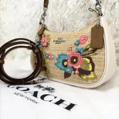 【極美品】 COACH 2way ハンドバッグ フローラル テリ 1330