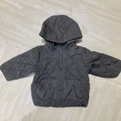 グレー キルティング切り替え フード付きアウター