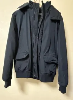 ネイビー ダウン風ジャケット フード付き