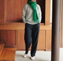 北欧、暮らしの道具店　シワになりにくいきれい見えテーパードパンツ　S　ネイビー