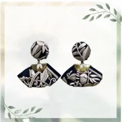 大人かわいい インド刺繍リボン タッセル ビーズ ぶらさがりピアス ②