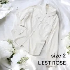 新品未使用【極美品】L'EST ROSE 長袖 シフォンブラウス size2 白のサムネイル