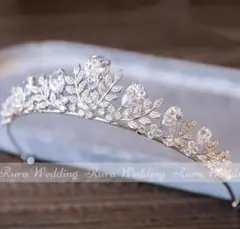 高品質ティアラ★ジルコニア★リーフヘッドドレス結婚式ブライダルウェディング新品A
