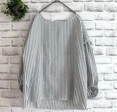 The Shop TK ★ブラウス（M） ストライプ ぽわん袖 薄手 オフィスのサムネイル