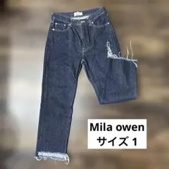 ミラオーウェン Mila owen DENIM 裾段差テーパードデニムパンツ