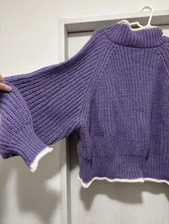 パープル　ニット　大きいサイズ　プラスサイズ
