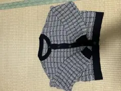 ボタン付きカーディガン Sサイズ 黒・白ストライプのサムネイル
