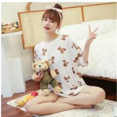 セール　人気半袖パジャマ 3点セット♡　クマ　くま　韓国　部屋着