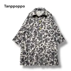 タンポポ　チュニック　薄手　７分袖　Ｆ　ロールアップ　総柄　グレー系