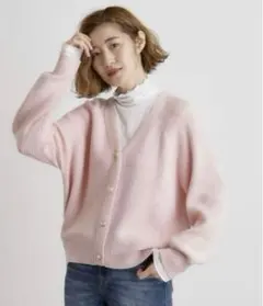 今季grove 金ボタン畦ラグランニットカーディガン　M ライトピンク