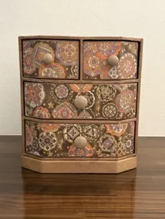 収納ボックス　三段小引出し　和風　小物入れ　昭和レトロ