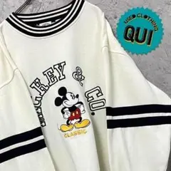 レア90s US古着◯ディズニー ミッキー刺繍スウェットトレーナー メンズXL