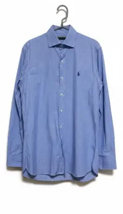 【美品】ポロ ラルフローレン ストライプシャツ ブルー×ホワイト 古着