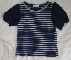 【古着】レディース 異素材ミックス ボーダー トップス アズノゥアズピンキー