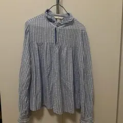 H&M 青と白のストライプ 長袖シャツ 160