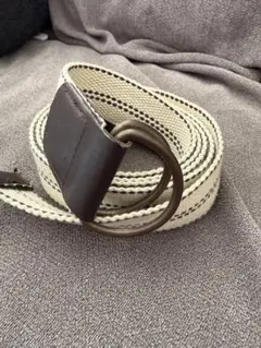 アイボリーと黒ストライプのキャンバスベルト（140cm）
