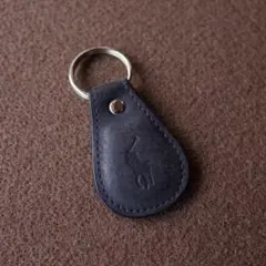 ポロラルフローレン　本革 レザー　キーホルダー　USA製　ブラック