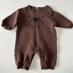 キルト ロンパース 70cm クマ ロンパース ブラウン