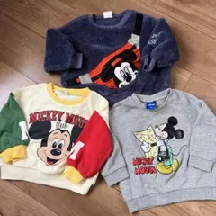 ■ミッキートップス3点セット■ディズニー■キッズ80&90■フリース■トレーナー