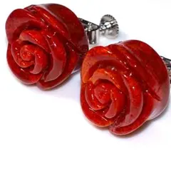 アップル珊瑚 天然石 イヤリング アフリカ珊瑚