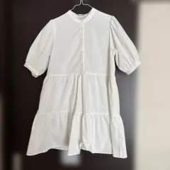 白　シャツワンピース　L