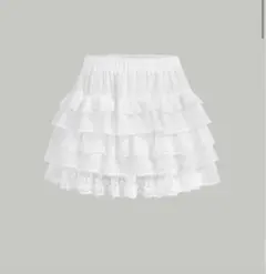 SHEIN MOD コントラストレース フリル裾スカート