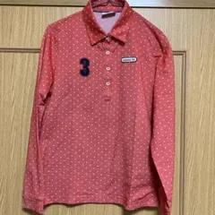 adidas 長袖ポロシャツ ドット柄 レッド OT/XL