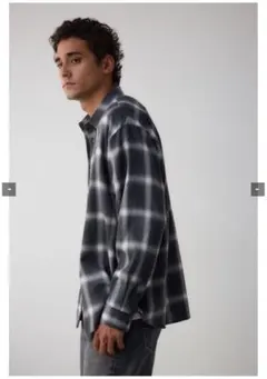 【9/14迄限定】アズール チェックシャツ ブラック ネルシャツ フリーサイズ