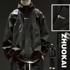 ウィンドブレーカー アウトドア 梅雨 ブラック 防寒 春　L