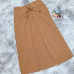 イルサフィ 38サイズ 【M】 美品 ロングスカート 後ろリボン キャメル