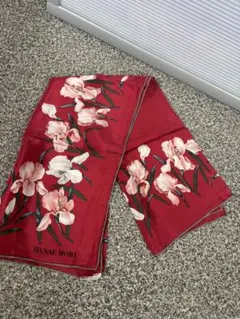 【美品】HANAE MORI ハナエモリ シルク スカーフ 花柄 赤 78cmのサムネイル