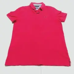 トミーヒルフィガー 半袖ポロシャツ Msize ロゴ刺繍 ピンク メンズ