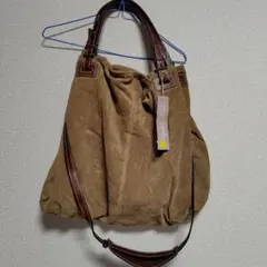 タグ付未使用イタリア製ベージュ スエード ショルダーバッグ