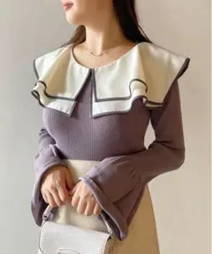 NOMAE フリル付き長袖ニットトップスのサムネイル