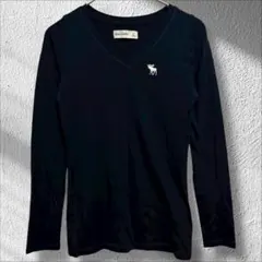 ○アバクロンビーキッズ　ワンポイント　刺繍　Vネック　ロング　スリーブシャツ　S