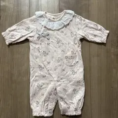 プティマイン　花柄レース襟ロンパース 50-70cm