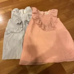 Scan ノースリーブワンピースセット（ピンク・ストライプ）