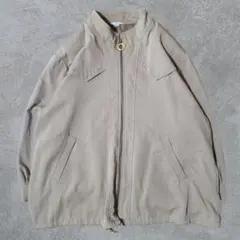 ジップアップブルゾン ベージュ L スタンドカラー リングジップ レトロ